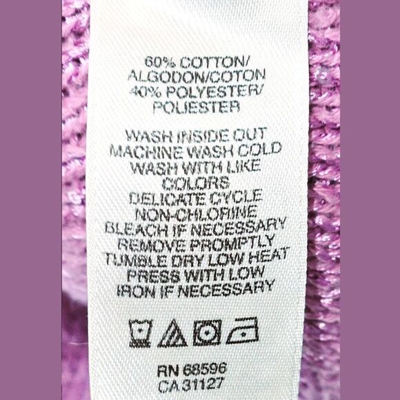 DKNY JEANS Womens Plus Size Lilac Sparkly V- Neck Sweater - Picture 8 of 11